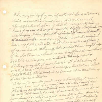 Handwritten Speech about Landscape 125 Years Prior