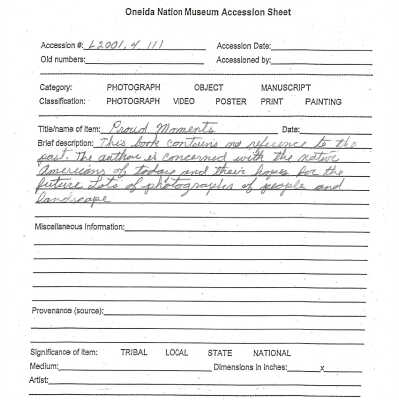 A.2001.004.111 accession sheet