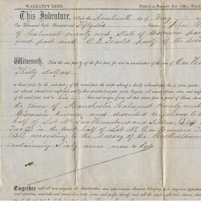 John Curish to O. D. Fowler Deed -- June 1856
