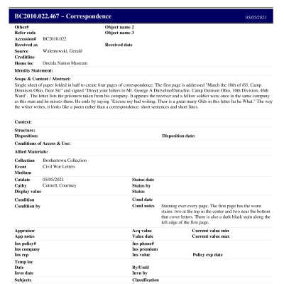 BC2010.022.467 PP: Past Perfect Summary from 2021