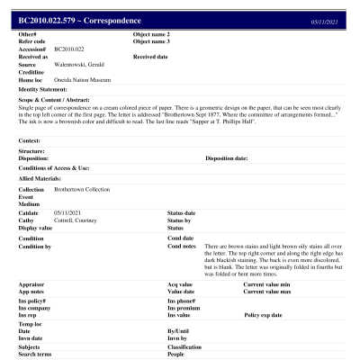 BC2010.022.579 PP: Past Perfect Summary from 2021