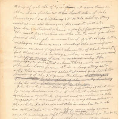 Handwritten notes about the beginnings of Brothertown