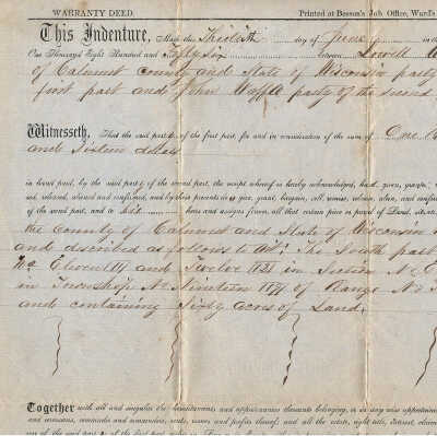 Lowell Waffle to John Waffle Deed -- July 1856