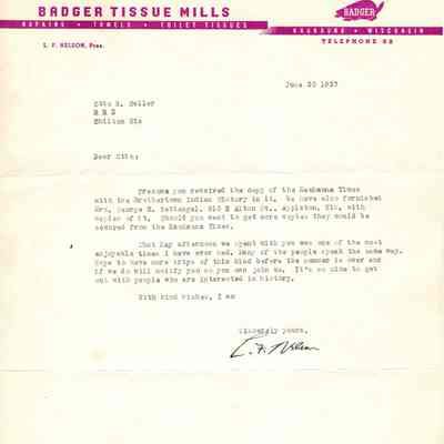 Letter from L.F. Nelson to O.E. Heller
