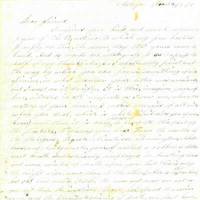 Correspondence from Mohegan -- March 1850