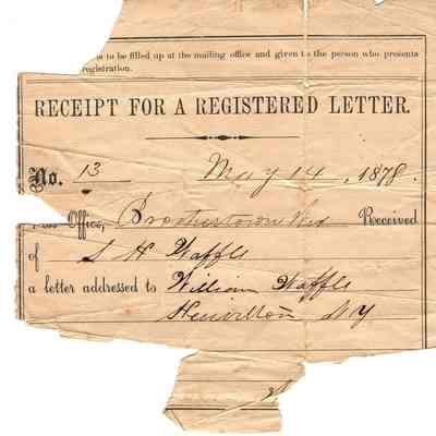 Waffle Correspondences -- May 14, 1878 Receipt