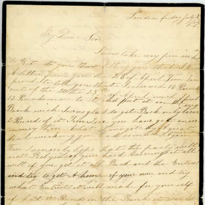 Correspondence from Father to Son -- Jul 1857