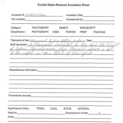 A2001.004.122 accession sheet