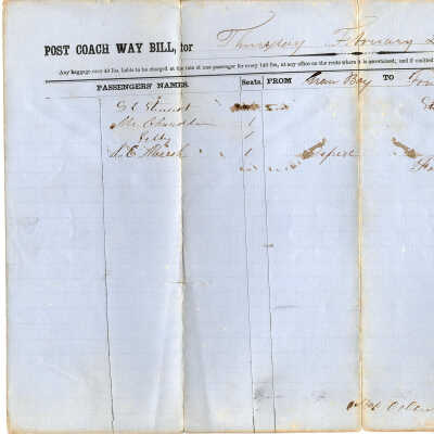 Post Coach Way Bill Feb 26 1857