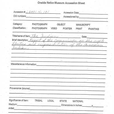 A.2001.004.101 accession sheet