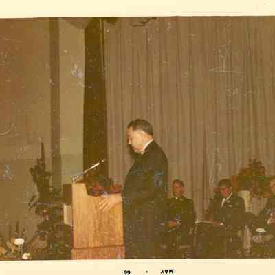 Bennett speaking at Commencement
