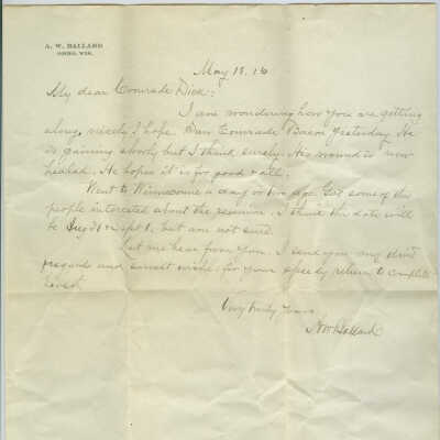 Correspondence to Dick from A. W. Ballard -- May 1916