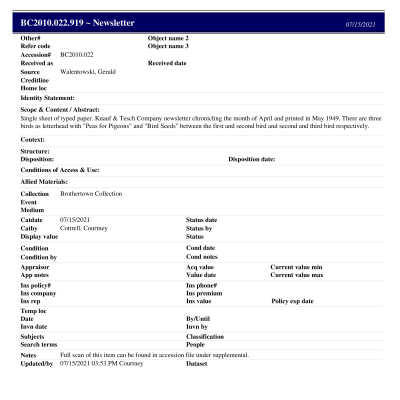 BC2010.022.919 PP: Past Perfect Summary from 2021