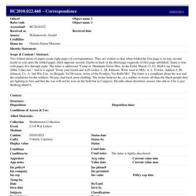 BC2010.022.468 PP: Past Perfect Summary from 2021