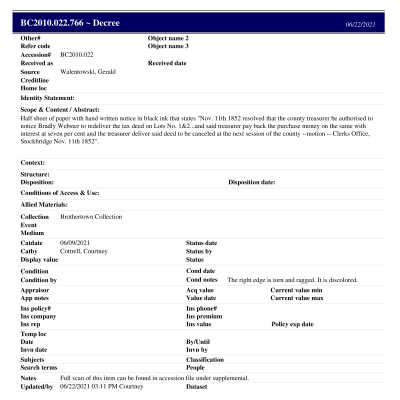 BC2010.022.766 PP: Past Perfect Summary from 2021