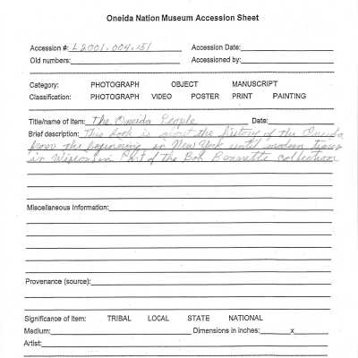 A.2001.004.162 accession sheet