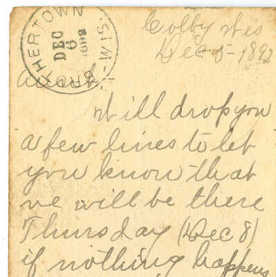 Postcard to Mrs. Agnes L. Fowler from Hattie Johnson -- Dec 1892