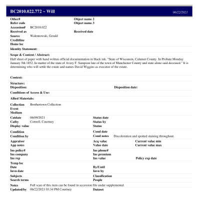 BC2010.022.772 PP: Past Perfect Summary from 2021