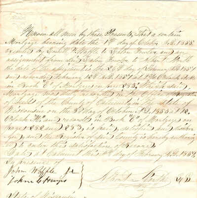 Albert North to Lowell H. Waffle -- Feb 1859