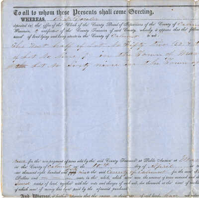 Calumet County to Orsamus D. Fowler Deed -- June 1854
