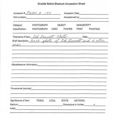 P2001.003.194 accession sheet