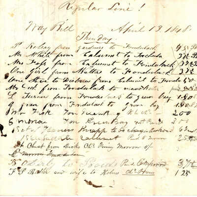 Way Bill April 13, 1848