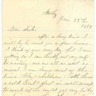 Correspondence to Agnes L. Fowler from P.J. Johnson -- Jan 1898