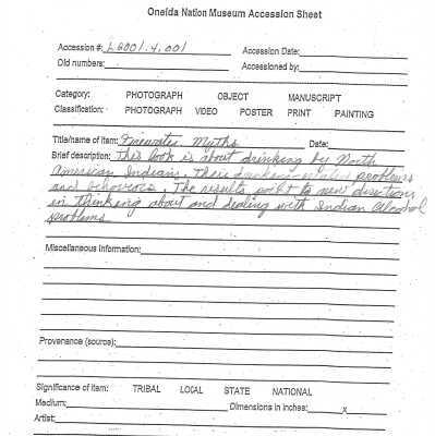 A.2001.004.001 accession sheet