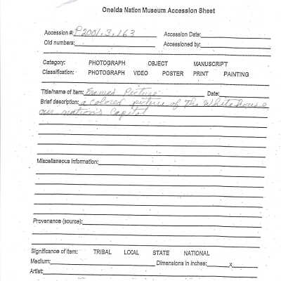 P2001.003.163 accession sheet