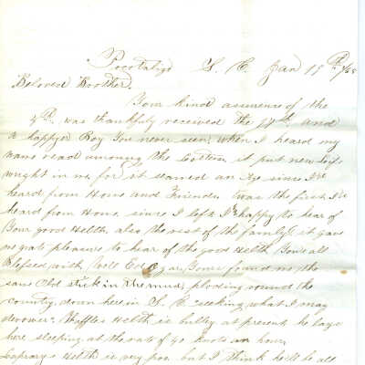 Correspondence from Orlando -- Jan 1865