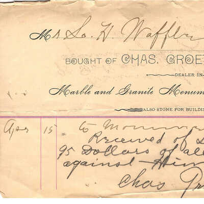 Mr. L. H. Waffle for Chas Groetzinger