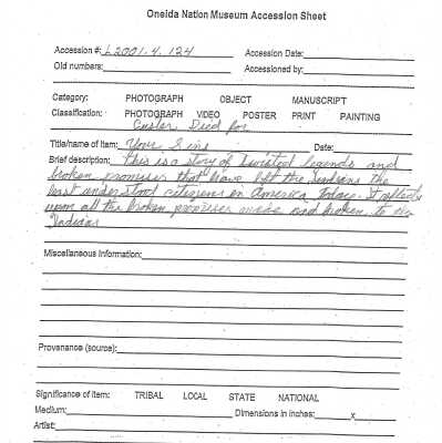 A2001.004.124 accession sheet