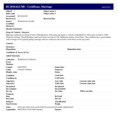 BC2010.022.708 PP: Past Perfect Summary from 2021