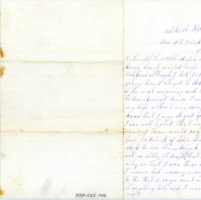 Correspondence to Mrs. A. L. Dick from Dorcas Wamby -- Apr
