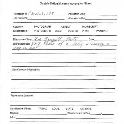 P2001.003.199 accession sheet