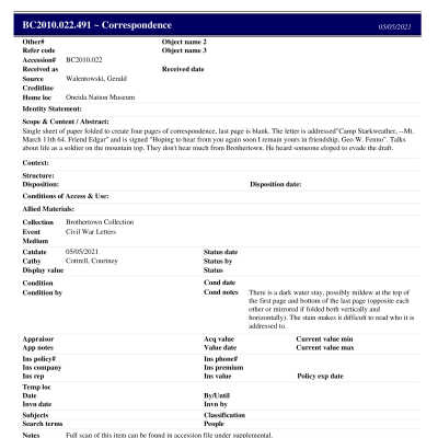 BC2010.022.491 PP: Past Perfect Summary from 2021