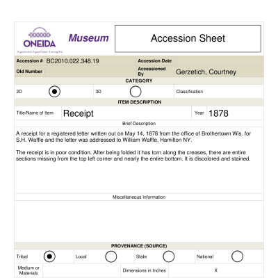 BC.2010.022.348.19 Accession Sheet
