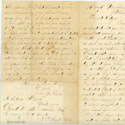 Correspondence to Edgar from John W. Dick -- Dec 1861