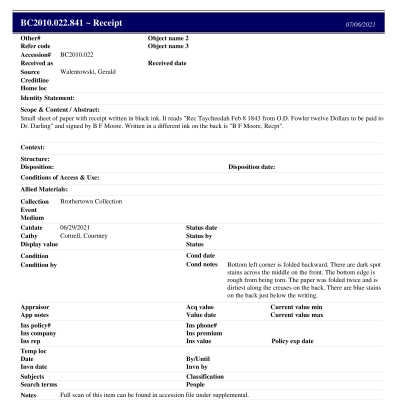 BC2010.022.841 PP: Past Perfect Summary from 2021