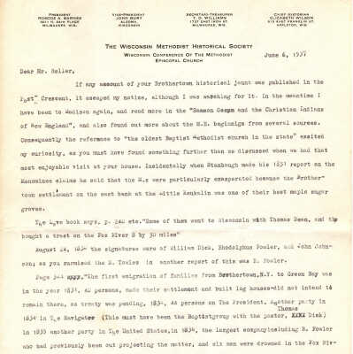 Correspondence From Elizabeth Wilson to O.E. Heller