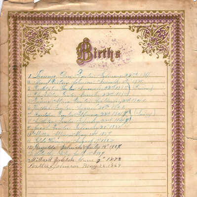 List of Births and List of Marriages -- Feb 1817 to May 1869