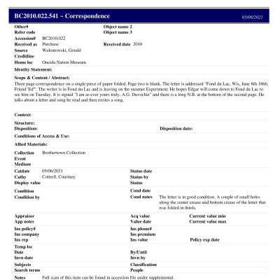 BC2010.022.541 PP: Past Perfect Summary from 2021