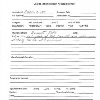 P2001.003.175 accession sheet