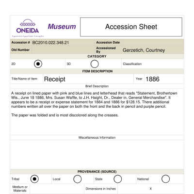 BC.2010.022.348.21 Accession Sheet