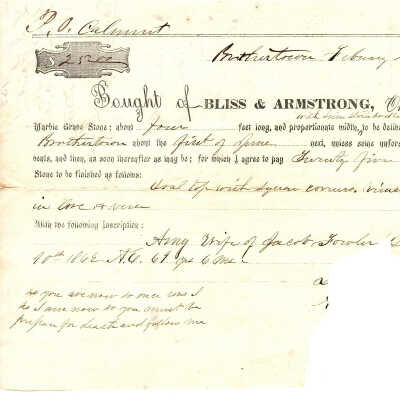 Amy Fowler Headstone Receipt