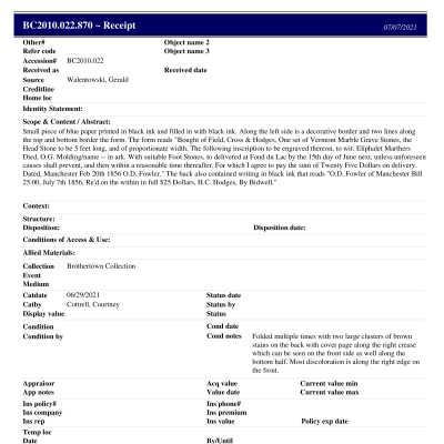 BC2010.022.870 PP: Past Perfect Summary from 2021