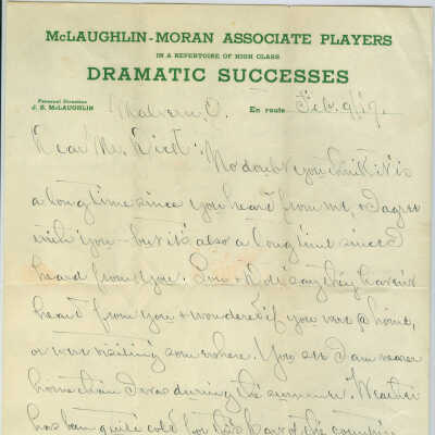 Correspondence to Malvern O. from Will Dennison -- Feb 1917