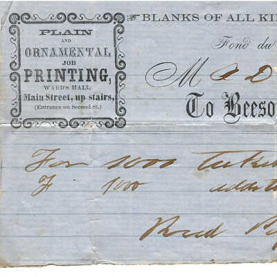 O. D. Fowler to Beeson's Printing Office