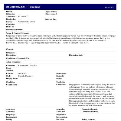 BC2010.022.835 PP: Past Perfect Summary from 2021