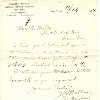 Wallace's Monthly 1889 for Mr. H. G. Moore